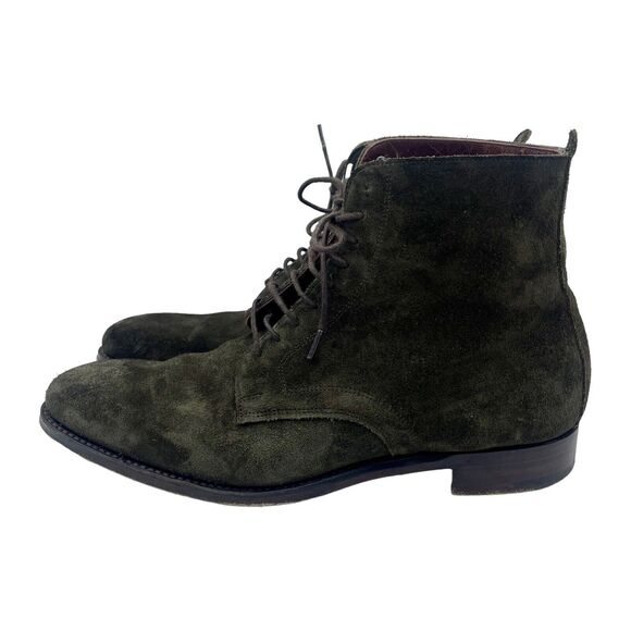 Cheaney & Sons Suede Derby Boot in Olive Green UK 7 US 8 EU 41 $425 - Picture 4 of 11